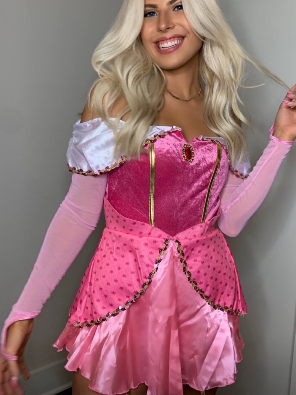 Pink Princess Costume Dress with Tiara - Brand Unspecified